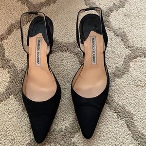 Black silk heel